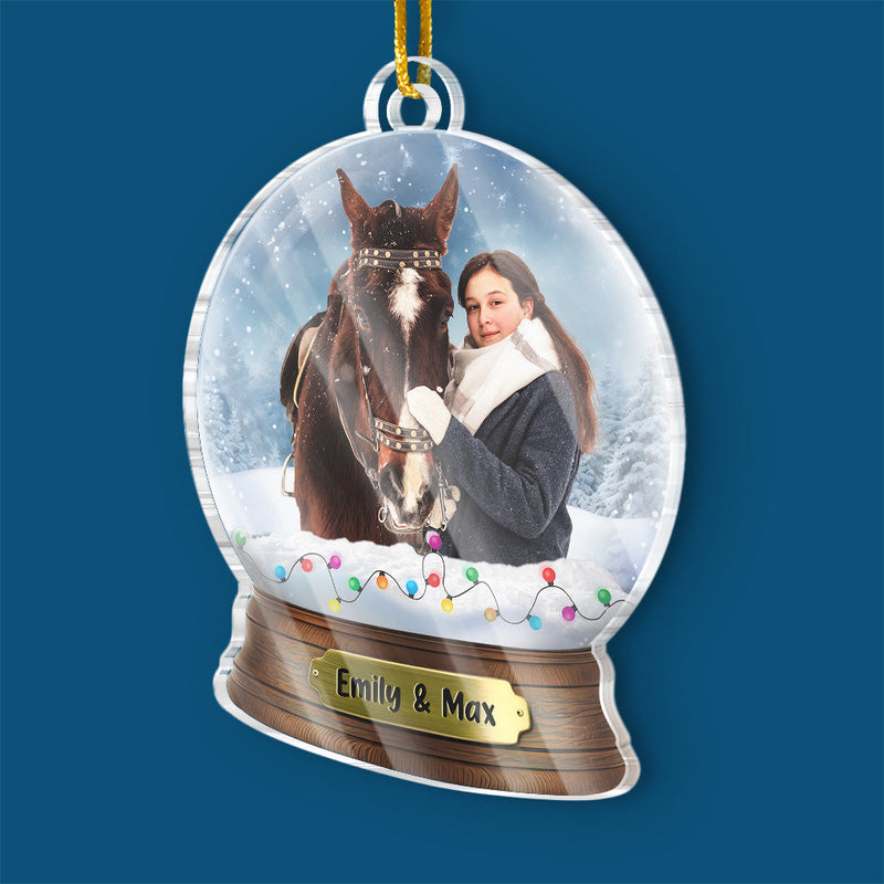 Custom Photo A Human Who Loves Horses - Horse Personalized Custom Ornament - Acrylic Custom Shaped - Christmas Gift For Pet Owners, Pet Lovers