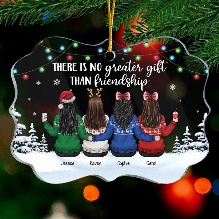 Friendship Is The Greatest Christmas Gift - Personalized Custom Benelux Shaped Acrylic Christmas Ornament - Gift For Bestie, Best Friend, Sister, Birthday Gift For Bestie And Friend, Christmas Gift