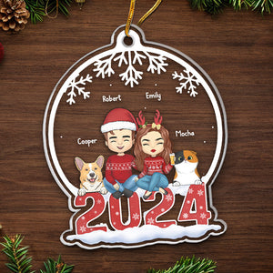 Grateful To Be Blessed With Such A Wonderful Family - Dog & Cat Personalized Custom Ornament - Acrylic Snow Globe Shaped - Christmas Gift For Pet Owners, Pet Lovers