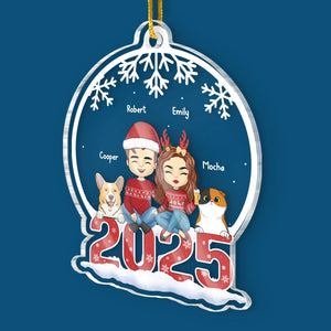 Reconnaissant d'avoir eu la chance d'avoir une famille aussi merveilleuse - Ornement personnalisé pour chien et chat - Boule à neige en acrylique - Cadeau de Noël pour les propriétaires et les amoureux des animaux