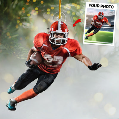 Custom Photo American Football Ornament 2023 - Sport Personalized Custom Ornament - Acrylic Custom Shaped - Christmas Gift For Football Players, US Football Lovers