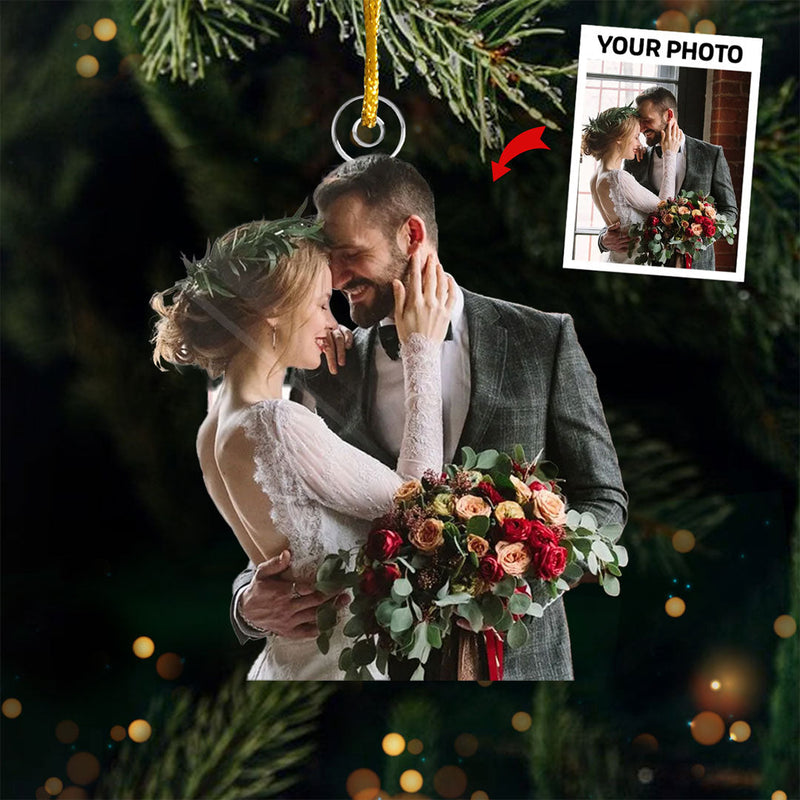 Custom Photo In Your Arms, I've Found My Home - Couple Personalized Custom Ornament - Acrylic Custom Shaped - Christmas Gift For Husband Wife, Anniversary