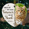 Photo personnalisée « Pour toujours dans mon cœur » – Ornement commémoratif personnalisé en céramique en forme de cœur – Cadeau de Noël, cadeau de condoléances pour les propriétaires d'animaux et les amoureux des animaux