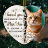 Photo personnalisée de chats laissant des empreintes de pattes sur nos cœurs - Ornement commémoratif personnalisé en céramique en forme de cœur - Cadeau de Noël, cadeau de condoléances pour les propriétaires d'animaux et les amoureux des animaux