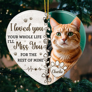 Photo personnalisée de chats laissant des empreintes de pattes sur nos cœurs - Ornement commémoratif personnalisé en céramique en forme de cœur - Cadeau de Noël, cadeau de condoléances pour les propriétaires d'animaux et les amoureux des animaux