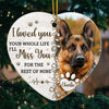 Photo personnalisée « Un battement de cœur à mes pieds » – Ornement commémoratif personnalisé en céramique en forme de cœur – Cadeau de Noël, cadeau de condoléances pour les propriétaires d'animaux et les amoureux des animaux
