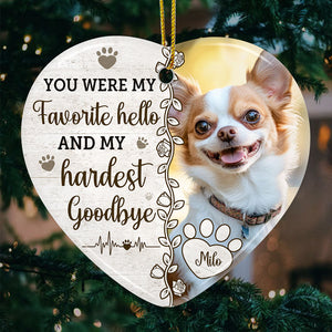 Photo personnalisée « Mon meilleur ami et un véritable héros » - Ornement commémoratif personnalisé en forme de cœur en céramique - Cadeau de Noël, cadeau de condoléances pour les propriétaires d'animaux et les amoureux des animaux
