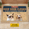 Custom Photo Pets Planning Escape - Dog & Cat Personalized Custom Decorative Mat - Gift For Pet Owners, Pet Lovers
