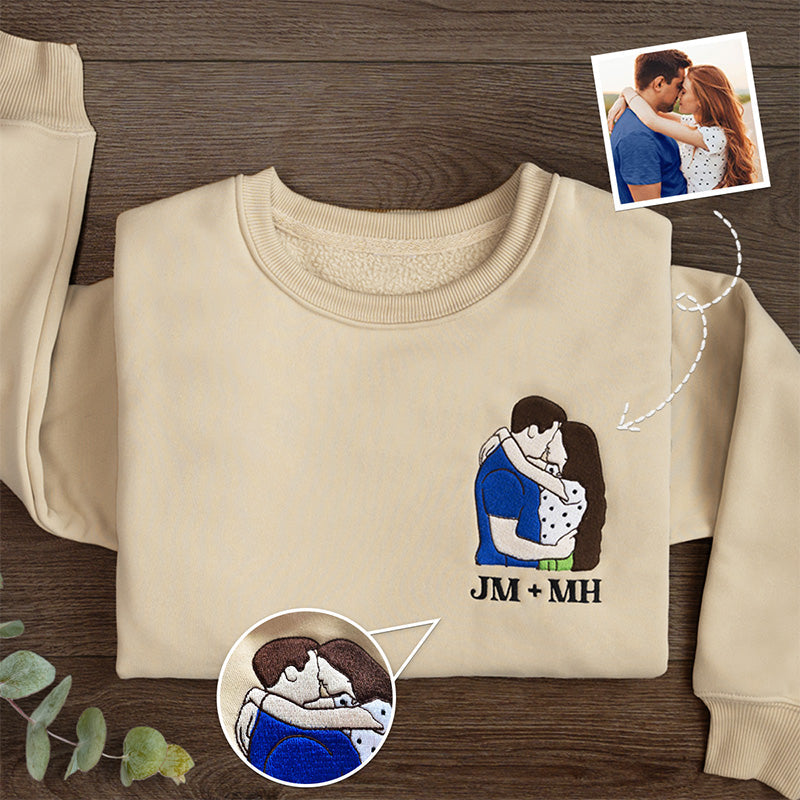 Custom Photo Happily Ever After Starts Here - Couple Personalized Custom Unisex Embroidered T-shirt, Sweatshirt - Gift For Husband Wife, Anniversary