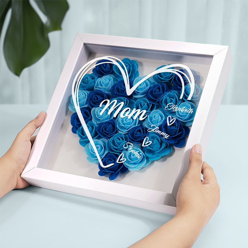 Motherhood Is The Only Thing In My Life - Family Personalized Custom Flower Shadow Box - Mother's Day, Gift For Mom, Grandma