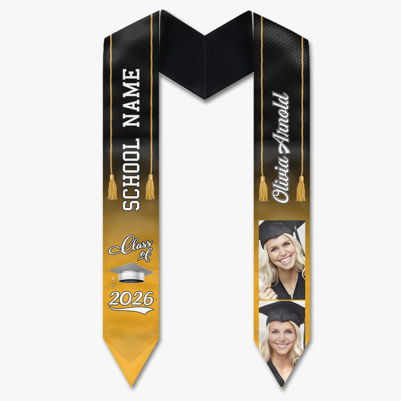 Class Of 2024 - Personalized Custom Graduation Stole - Upload Image, Graduation Gift