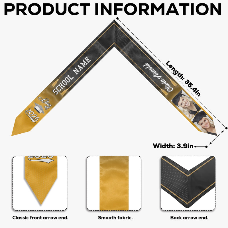 Class Of 2024 - Personalized Custom Graduation Stole - Upload Image, Graduation Gift