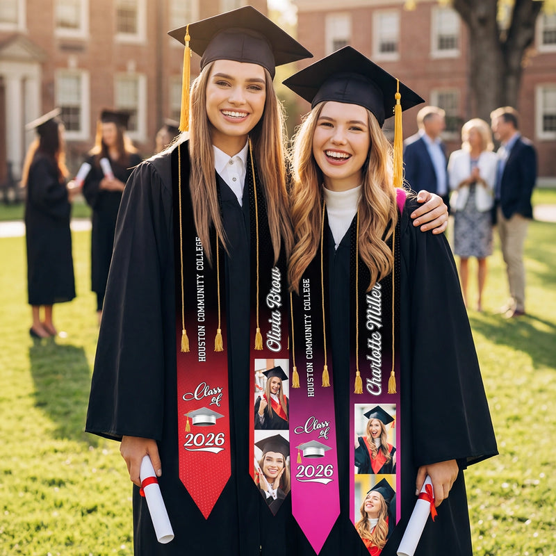 Class Of 2024 - Personalized Custom Graduation Stole - Upload Image, Graduation Gift