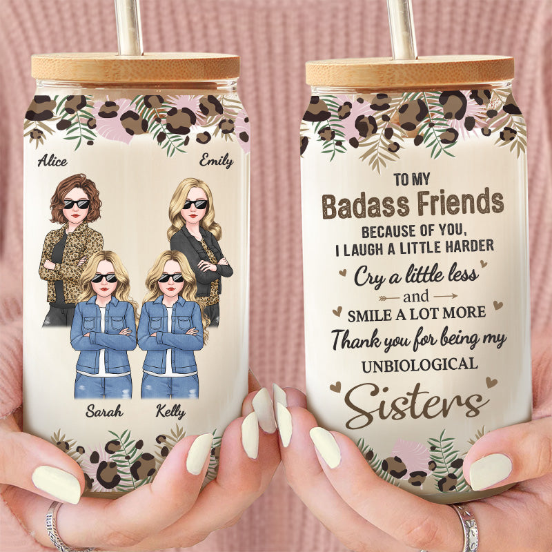 I Smile A Lot More - Bestie Personalized Custom Glass Cup, Iced Coffee Cup - Gift For Best Friends, BFF, Sisters