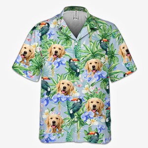 Tropical Bird Flower Pattern - Dog & Cat Personalized Custom Unisex Hawaiian Shirt - Upload Image, Dog Face, Cat Face - Summer Vacation Gift, Gift For Pet Owners, Pet Lovers