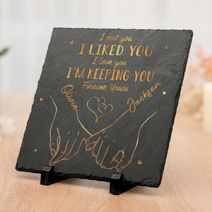 My Heart Is Perfect Because You Are Inside - Couple Personalized Custom Square Shaped Stone With Stand - Gift For Husband Wife, Anniversary