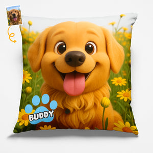 Coussin personnalisé avec photo « Amour dans chaque câlin » pour chien et chat – Cadeau pour propriétaires et amoureux des animaux