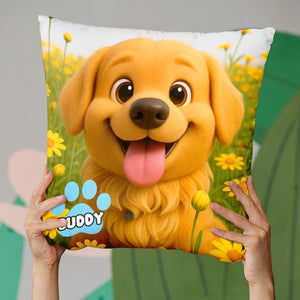 Coussin personnalisé avec photo « Amour dans chaque câlin » pour chien et chat – Cadeau pour propriétaires et amoureux des animaux
