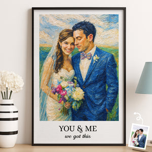Affiche photo verticale personnalisée - Cadeaux d'anniversaire de mariage personnalisés pour mari et femme, lui et elle - Just Us, Just Love