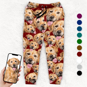 Photo personnalisée « Chiots éternels » - Pantalon de survêtement unisexe personnalisé pour chiens et chats - Cadeau de Noël pour propriétaires et amoureux des animaux
