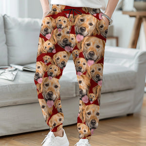Photo personnalisée « Chiots éternels » - Pantalon de survêtement unisexe personnalisé pour chiens et chats - Cadeau de Noël pour propriétaires et amoureux des animaux