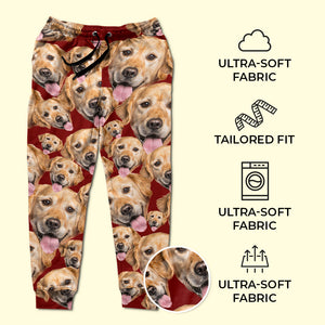 Photo personnalisée « Chiots éternels » - Pantalon de survêtement unisexe personnalisé pour chiens et chats - Cadeau de Noël pour propriétaires et amoureux des animaux