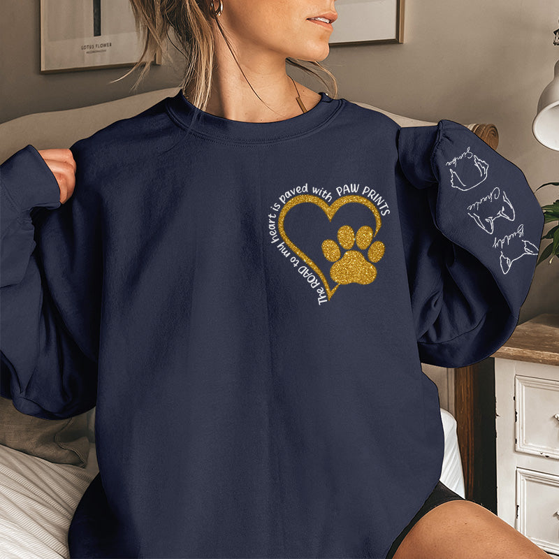 Road To Dog Mom Heart - Dog & Cat Personalized Custom Unisex Sweatshirt With Design On Sleeve - Sympathy Gift, Gift For Pet Owners, Pet Lovers