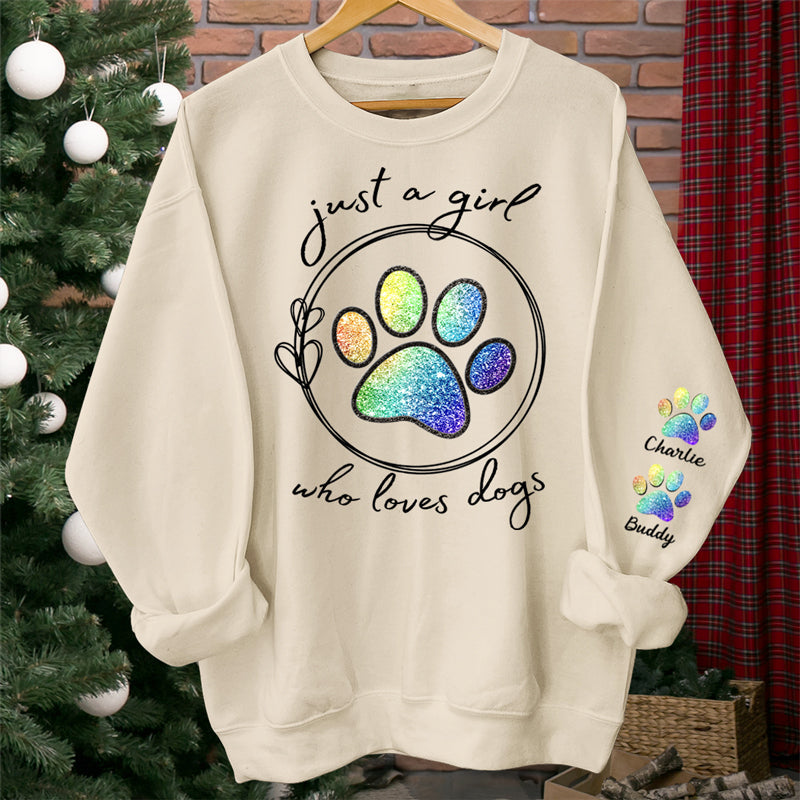 A Girl Who Loves Fur Baby - Dog Personalized Custom Unisex Sweatshirt With Design On Sleeve - Gift For Pet Owners, Pet Lovers