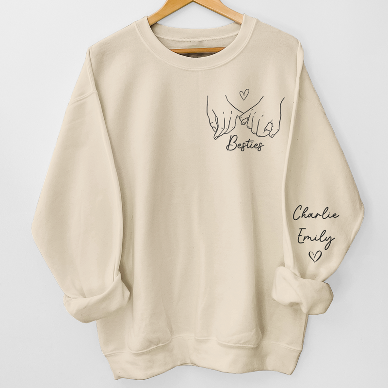 Pinky Promise - Bestie Personalized Custom Unisex Sweatshirt With Design On Sleeve - Gift For Best Friends, BFF, Sisters
