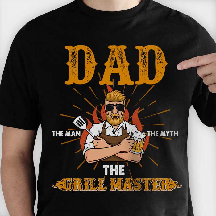 The Myth The Grill Master - Gift for Dads - Personalized Unisex T-Shirt.