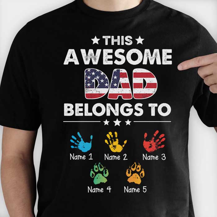 This Awesome Dad Belongs To - Gift For Dad, Personalized Unisex T-Shirt