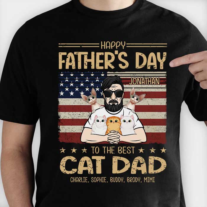 Best Cat Dad's Father Day - Gift For Dad - Personalized Unisex T-Shirt