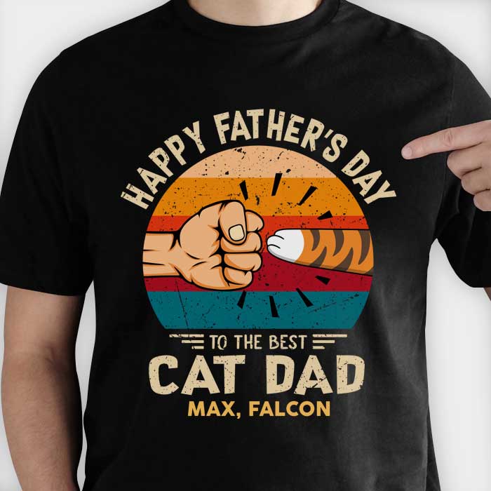 Happy Father's Day To Cat Dad - Gift for Dad, Personalized Unisex T-Shirt