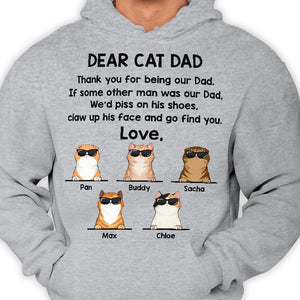 Dear Cat Dad Thank You For Being Our Dad Cool Cats - Gift for Dad Personalized Unisex T-Shirt.