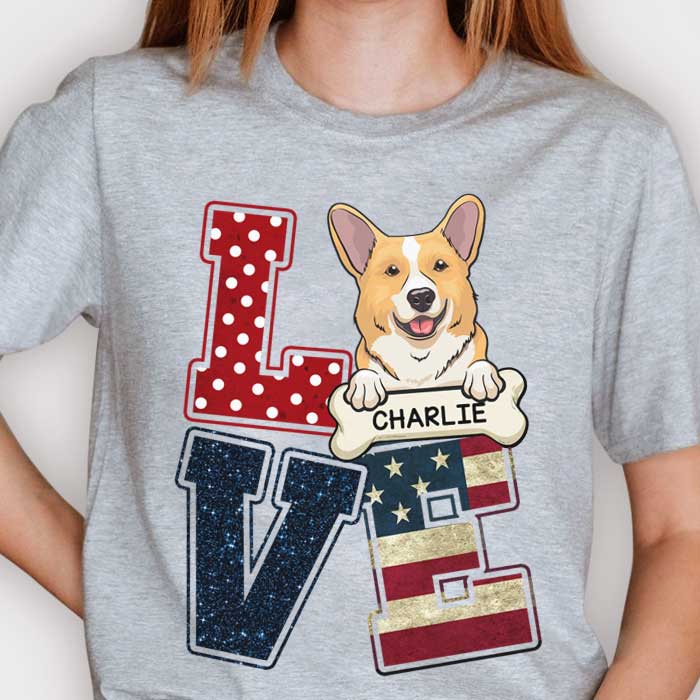 The Love For Dogs - Gift For 4th Of July - Personalized Unisex T-Shirt.
