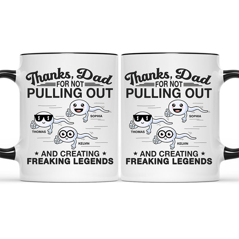 Thanks For Having Us - Family Personalized Custom Accent Mug - Father's Day, Birthday Gift For Dad