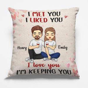 Je t'ai rencontré, je t'ai aimé, je t'aime - Oreiller personnalisé pour couple - Cadeau pour mari et femme, anniversaire