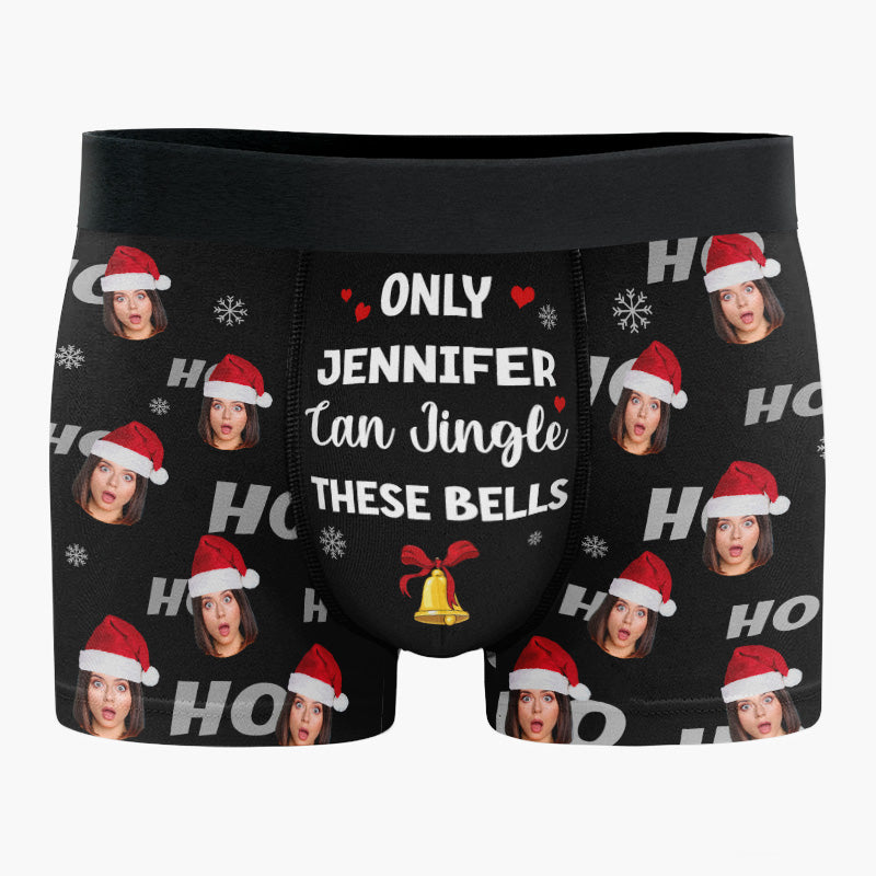 Custom Photo Only You Can Jingle These Bells - Funny Personalized Custom Boxer Briefs, Men's Boxers - Christmas Gift For Boyfriend, Husband, Anniversary