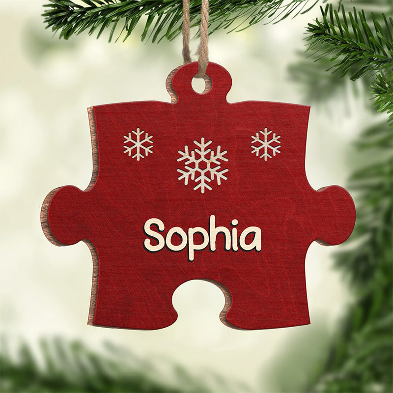 A Piece Of Family Puzzle - Family Personalized Custom Ornament - Wood Custom Shaped - Christmas Gift For Family Members