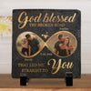 Custom Photo Together Is A Beautiful Place To Be - Couple Personalized Custom Square Shaped Rock Slate - Gift For Husband Wife, Anniversary