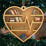 There Is No Friend As A Book - Personalized Custom Ornament - Wood Heart Shaped - Christmas Gift For Book Lovers