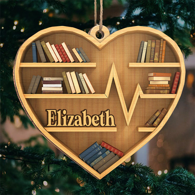 There Is No Friend As A Book - Personalized Custom Ornament - Wood Heart Shaped - Christmas Gift For Book Lovers
