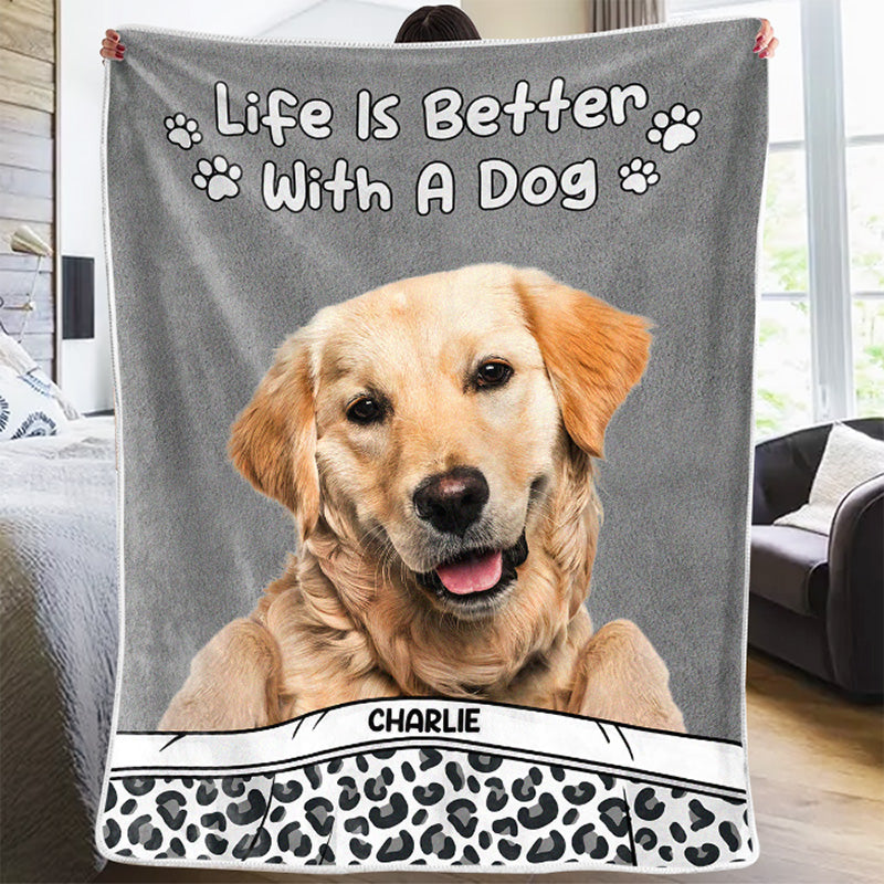 Custom Photo Life Is Better With Dogs & Cats - Dog & Cat Personalized Custom Baby Blanket - Gift For Pet Owners, Pet Lovers