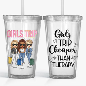 Let's Go With Us - Bestie Personalized Custom Clear Acrylic Tumbler - Summer Vacation, Gift For Best Friends, BFF, Sisters