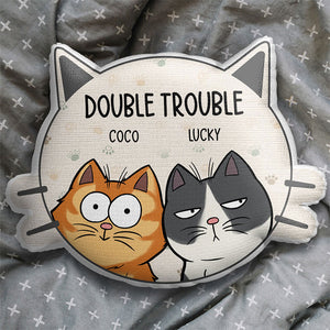 Nous sommes des fauteurs de troubles - Coussin personnalisé en forme de chat - Cadeau pour les propriétaires d'animaux et les amoureux des animaux