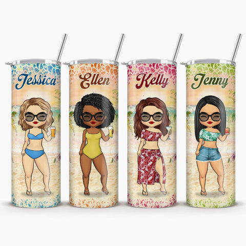 My Favorite Beach Bum - Bestie Personalized Custom Skinny Tumbler - Gift For Best Friends, BFF, Sisters