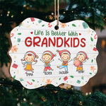Life Is Better With Grandkids - Family Personalized Custom Ornament - Wood Benelux Shaped - Christmas Gift For Family Members