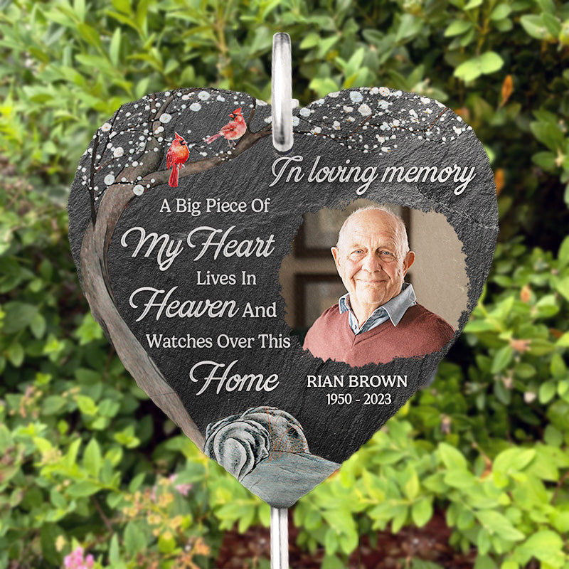 Custom Photo Not A Day Goes By That You're Not Missed - Memorial Personalized Custom Heart Shaped Memorial Garden Slate & Hook - Sympathy Gift For Family Members