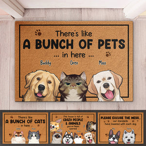 There's Like A Bunch Of Pets In Here - Dog & Cat Personalized Custom Decorative Mat - Gift For Pet Owners, Pet Lovers