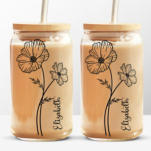 Where Flowers Bloom, So Does Hope - Personalized Custom Glass Cup, Iced Coffee Cup - Birthday Gift, Gift For Yourself